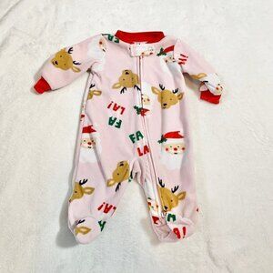 5/$25 Carter's fleece santa reindeer one piece zipper footie jammies pjs pajamas